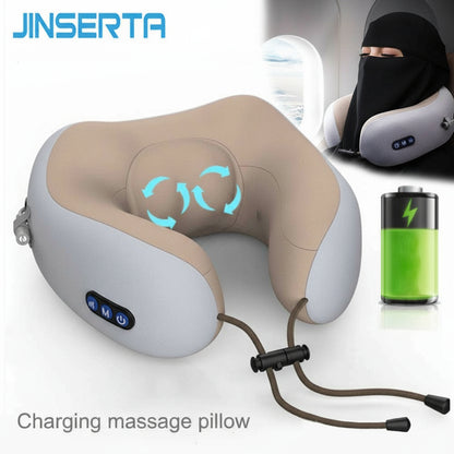 U Shaped Pillow Neck Massager USB Charging Portable Neck Shoulder Cervical Relaxing Massager Protector Outdoor Home Car