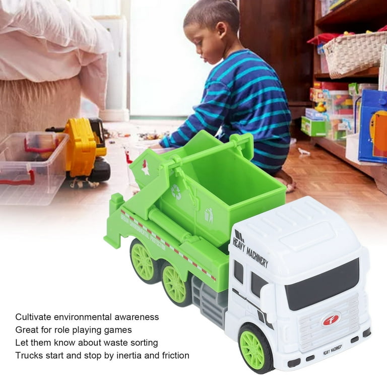 Toy Garbage Truck – Green Recycling Sanitation Vehicle with Real Sliding Action | Inertial Plastic Dumper Truck for Kids to Learn Waste Classification and Environmental Awareness