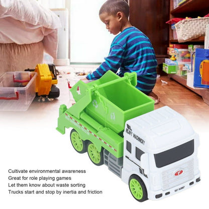 Toy Garbage Truck – Green Recycling Sanitation Vehicle with Real Sliding Action | Inertial Plastic Dumper Truck for Kids to Learn Waste Classification and Environmental Awareness
